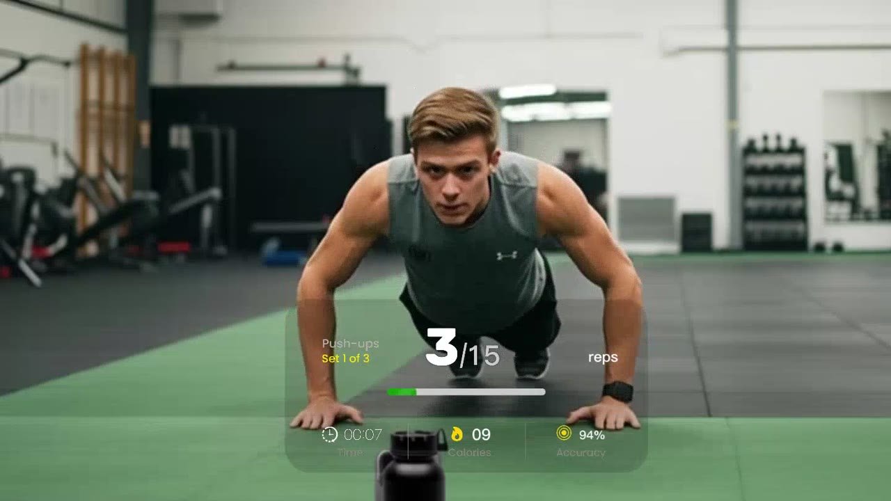 AI push-up counter tracking body pose and counting reps