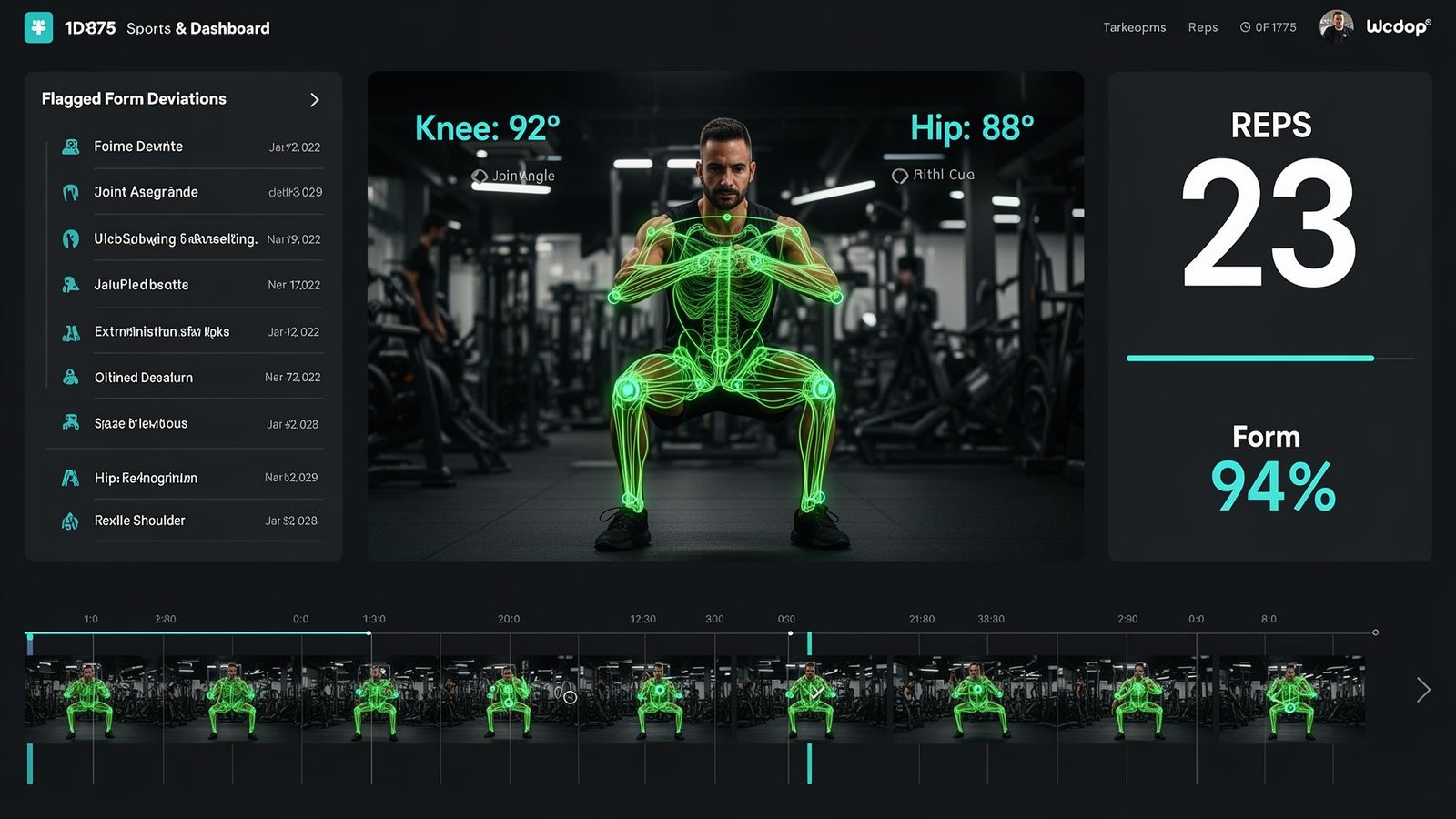 Fitness AI platform with pose estimation and automated rep counting for athletes