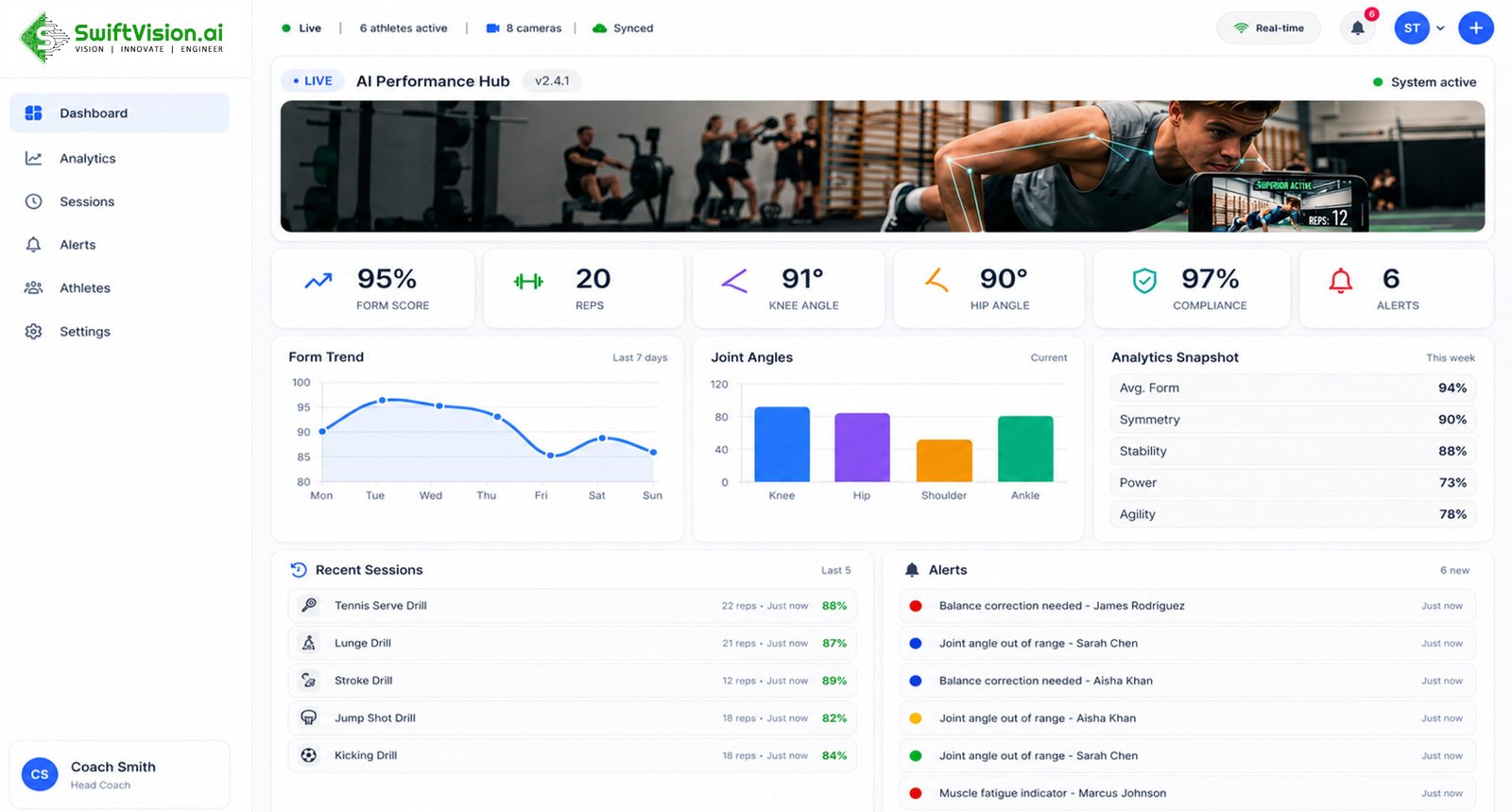 Fitness AI platform with pose estimation and automated rep counting for athletes